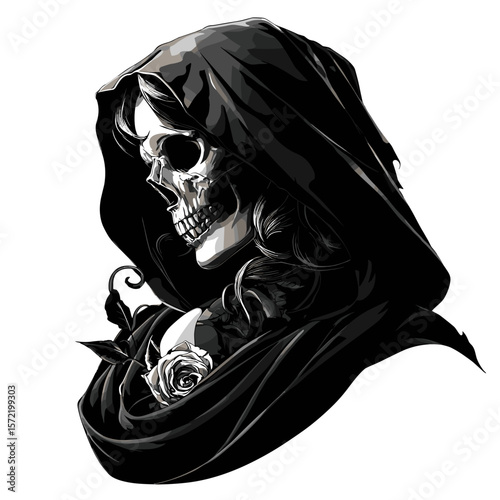 Female grimm reaper vector illustration