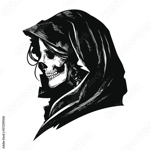 Female grimm reaper vector illustration