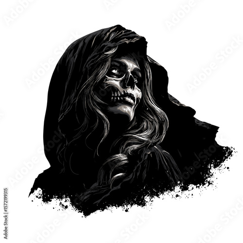 Female grimm reaper vector illustration