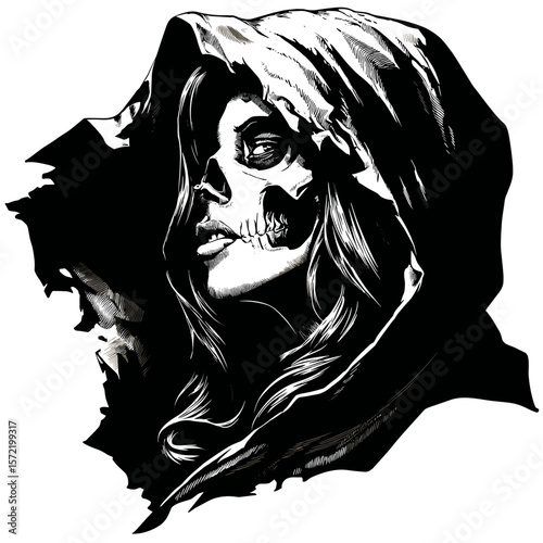 Female grimm reaper vector illustration