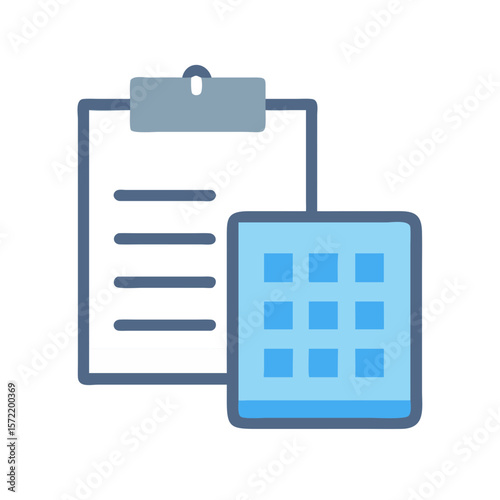 Digital clipboard with spreadsheet symbolizes office administration tasks