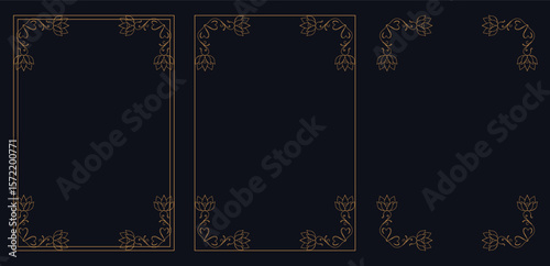 Corner frame, Set of vintage frames, bouquet of flowers, Decorative wedding frames, antique museum picture borders