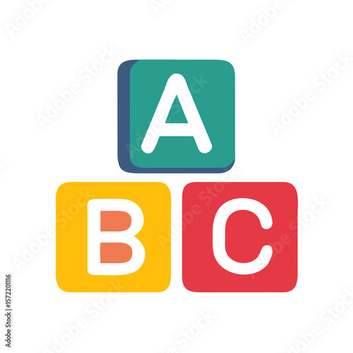 Abcblocks spelling a b c in playful colors, suitable for educational materials, childrens books, toy advertisements, and schoolrelated designs.