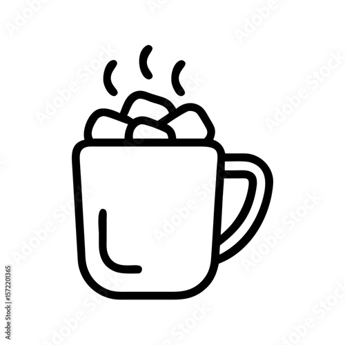 Mug filled with marshmallows steaming against transparent background  