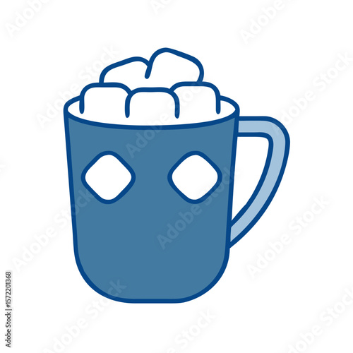 Blue mug filled with marshmallows transparent background  