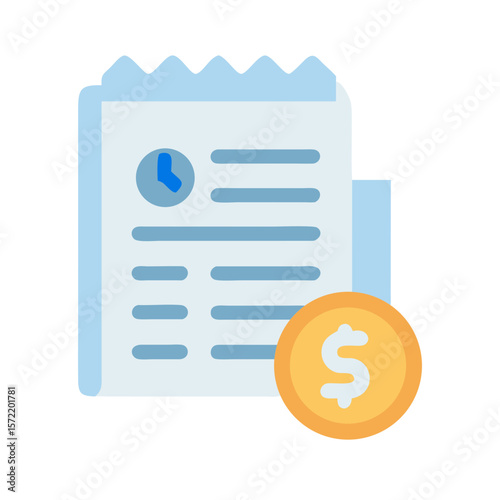 Invoice with dollar coin representing timely bill payment
