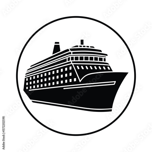 Cruise Ship Side View Icon — Minimal Marine Vector Symbol