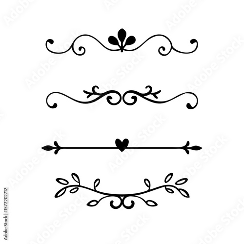 Set of Vintage decorative lines. text dividers. Line border. Lines separators, Borders, Vintage dividers, Underline elements. Divider set vector. Vector illustration.Line dividers.	