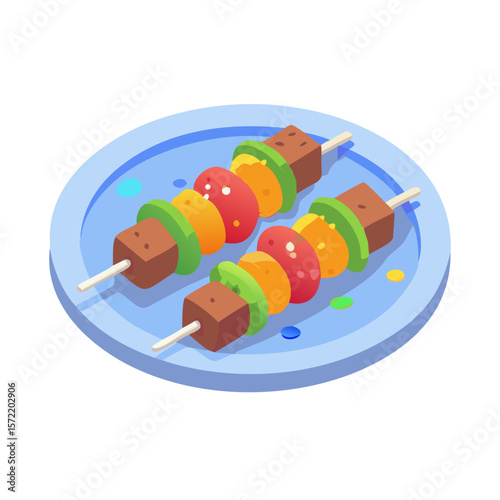  Grilled Kebab Skewers with Meat and Vegetables