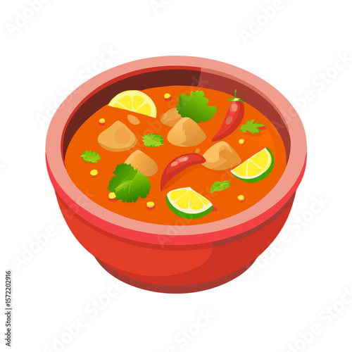 Traditional Bangladeshi Chicken Curry in a Bowl
