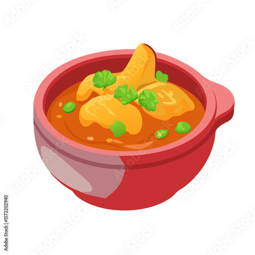 Traditional Bangladeshi Chicken Curry in a Bowl