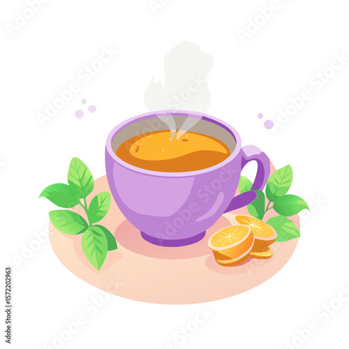  Cozy Cup of Hot Herbal Tea with Mint and Orange