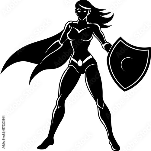 Guardian Superheroine with Shield Logo