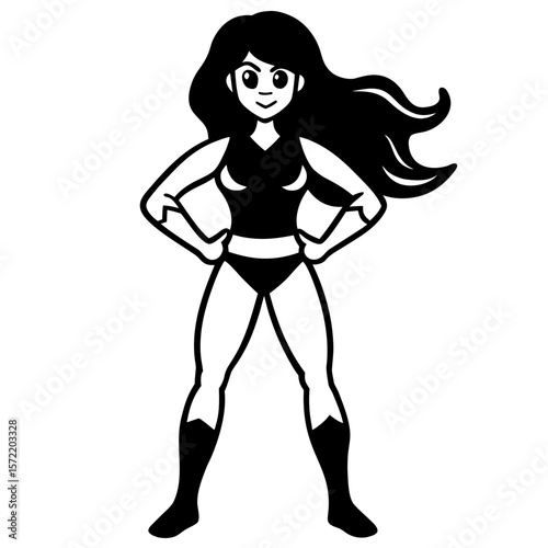 Confident Female Superhero Cartoon Character