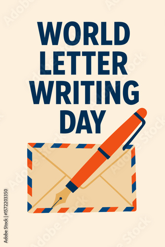 World Letter Writing Day graphic with pen and envelope illustration 