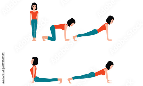 Yoga Poses Silhouette Pattern Fitness and Meditation Vector Background