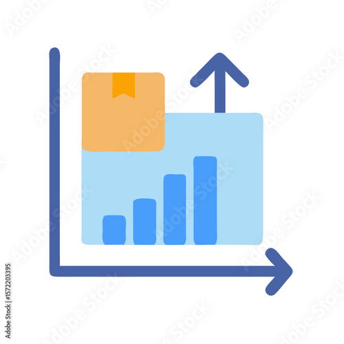 Shipping market growth analysis with cardboard package and graph