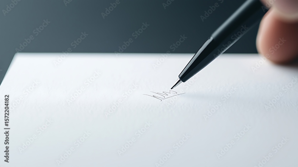 Fototapeta premium Signing Document with Pen Close-up