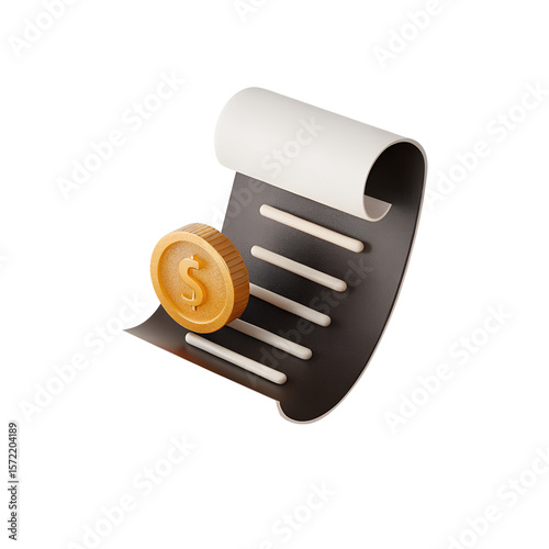Understanding invoice payments and financial transactions bill with dollar coin icon concept 