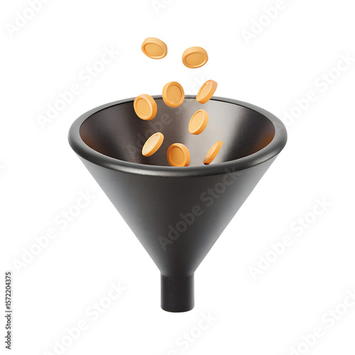 Money funnel illustration concept for business sales conversion rate optimization and investment strategy 