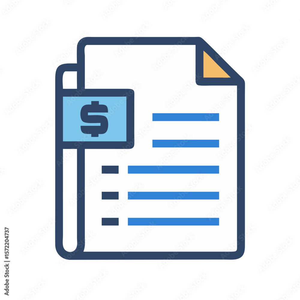 Stylized finance document with dollar sign on the side Stylized finance document with dollar sign on the side