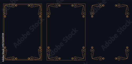 Corner frame, Set of vintage frames, bouquet of flowers, Decorative wedding frames, antique museum picture borders or deco devider