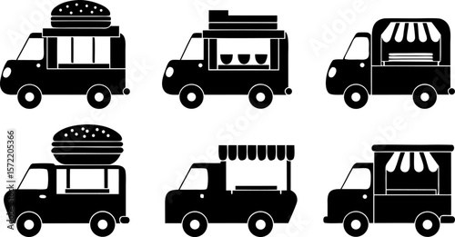 modern food truck line icon set  outline modern st.eps