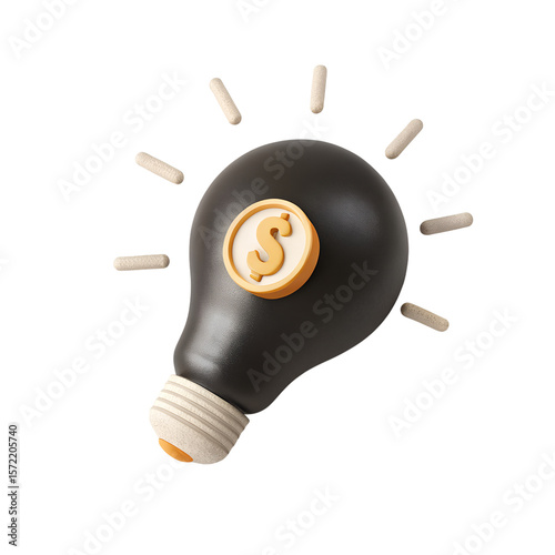 Dollar sign lightbulb idea for business and finance innovation and investment strategies and solutions 