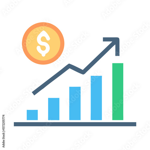 Financial growth chart showing increased profit and investment return