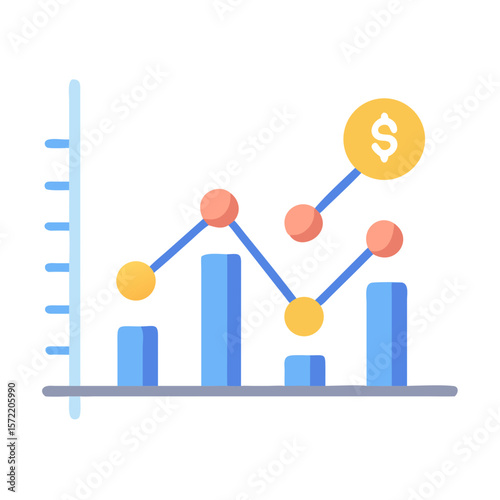 Financial growth chart showing increase in monetary value