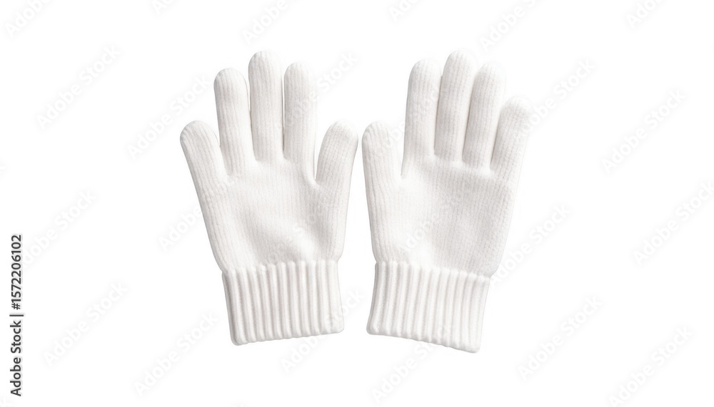 Obraz premium Pair of white knitted gloves isolated on transparent background