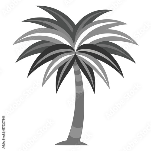 Minimalist palm tree silhouette with subtle monochromatic shading and clean lines