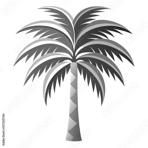 Minimalist single palm tree silhouette with subtle monochromatic shading