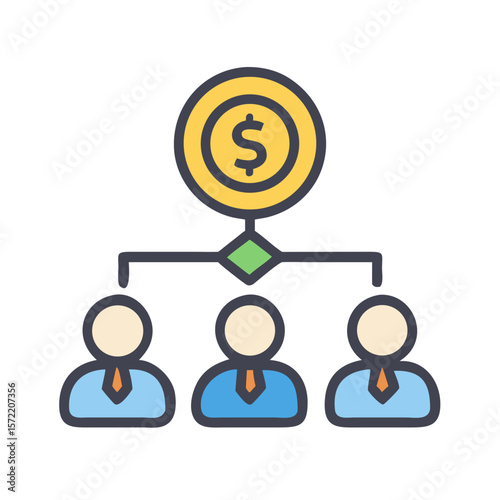 Money flowing to team: Business investment, return concept