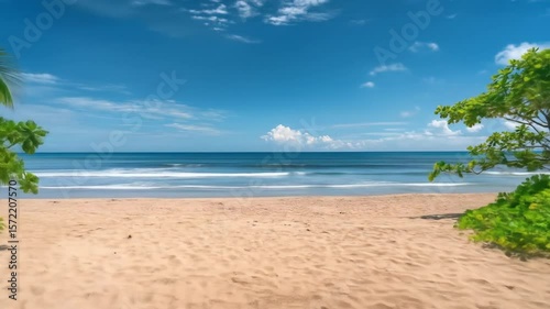 Wooden Boardwalk, Ocean, Lush Greenery-Footage
