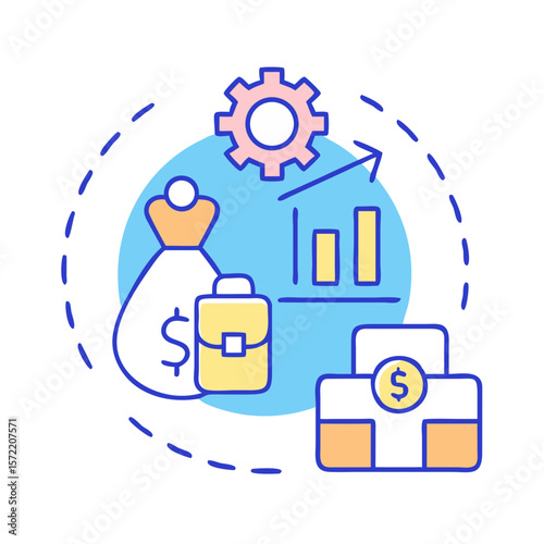 Business strategy and financial management with graphical analysis elements
