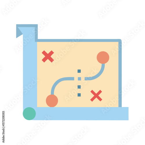 Flat design strategy planning with paths and success factors