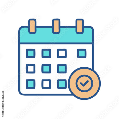 Calendar icon with checkmark shows task deadline completion