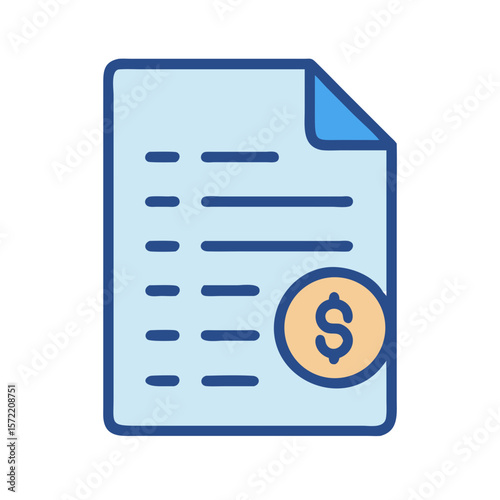 Financial document with coin icon displaying monetary value