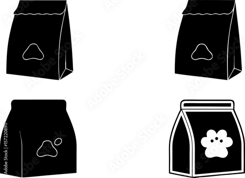 pet food bag icon in black filled and outlined sty (1).eps