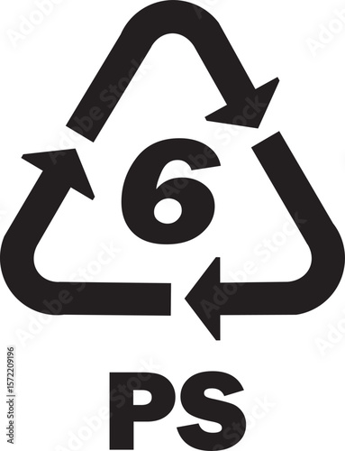 Plastic Recycling Symbols – 6 PS Icons, Recycle Bin and Plastic Product Signs, Polystyrene Plastic Quality Codes, Eco Recycling Labels Vector Isolated on White