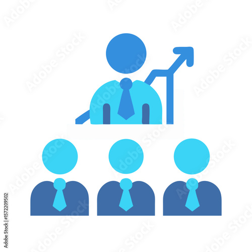 Abstract hierarchical chart displaying leadership with positive growth trend