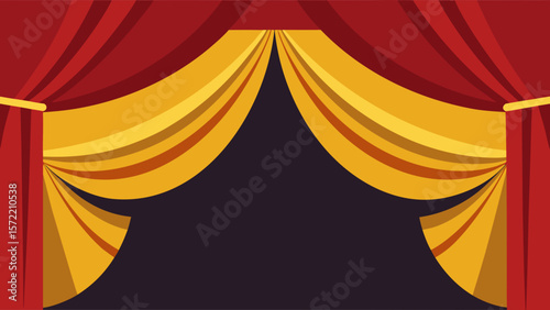 red stage curtains with spotlight
