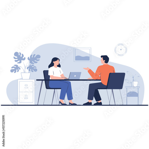 Job interview illustration business meeting candidate recruitment office hr manager conversation hiring process