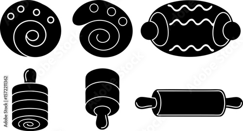 roll illustration swirl silhouette homemade logo b.eps