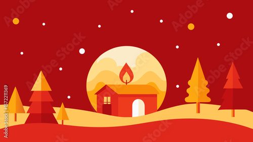winter landscape with houses