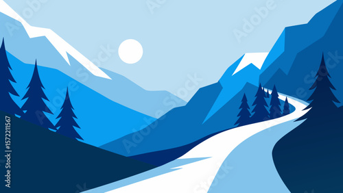winter landscape with mountains