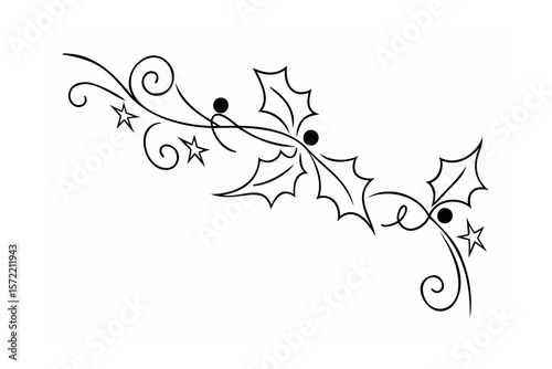 Holly and star flourish leaves berries