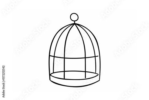 Simple outline of an empty birdcage black and white