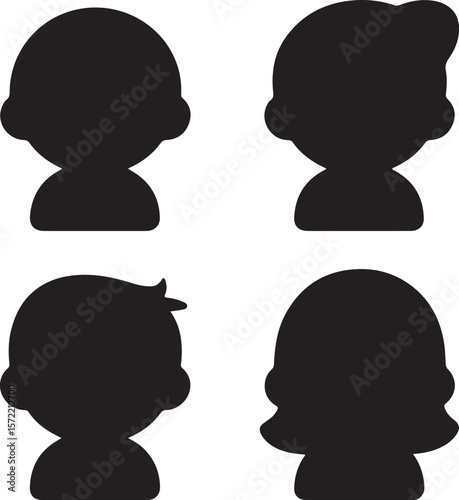 Man and woman silhouette vector illustration of a couple's head profile with a heart design